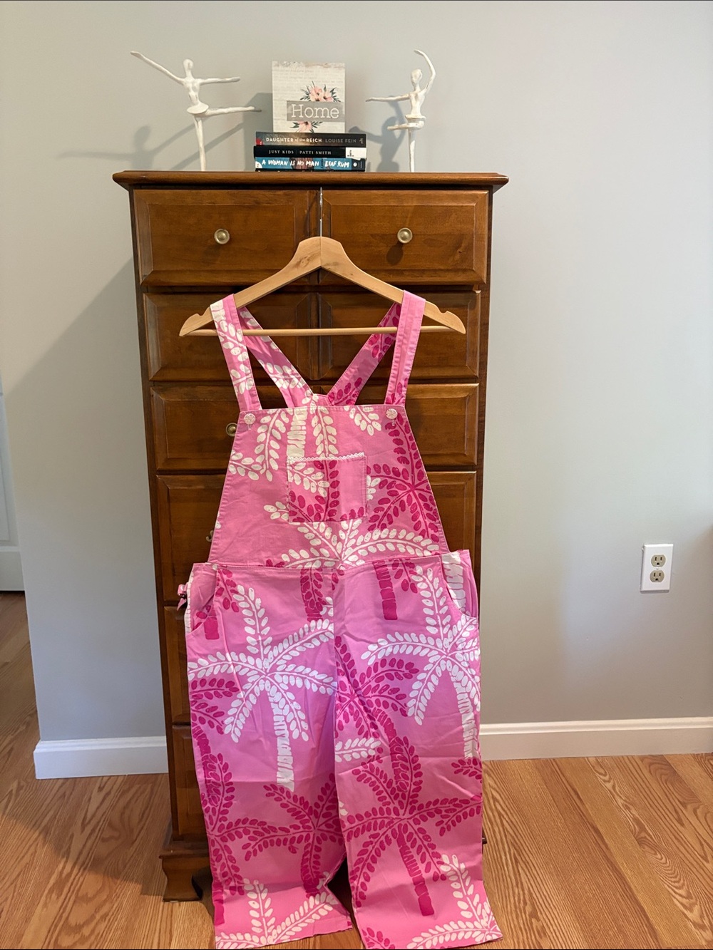 Women’s  Pink Palm-Print Overalls One-Piece handmade using Lily Pulitzer fabric